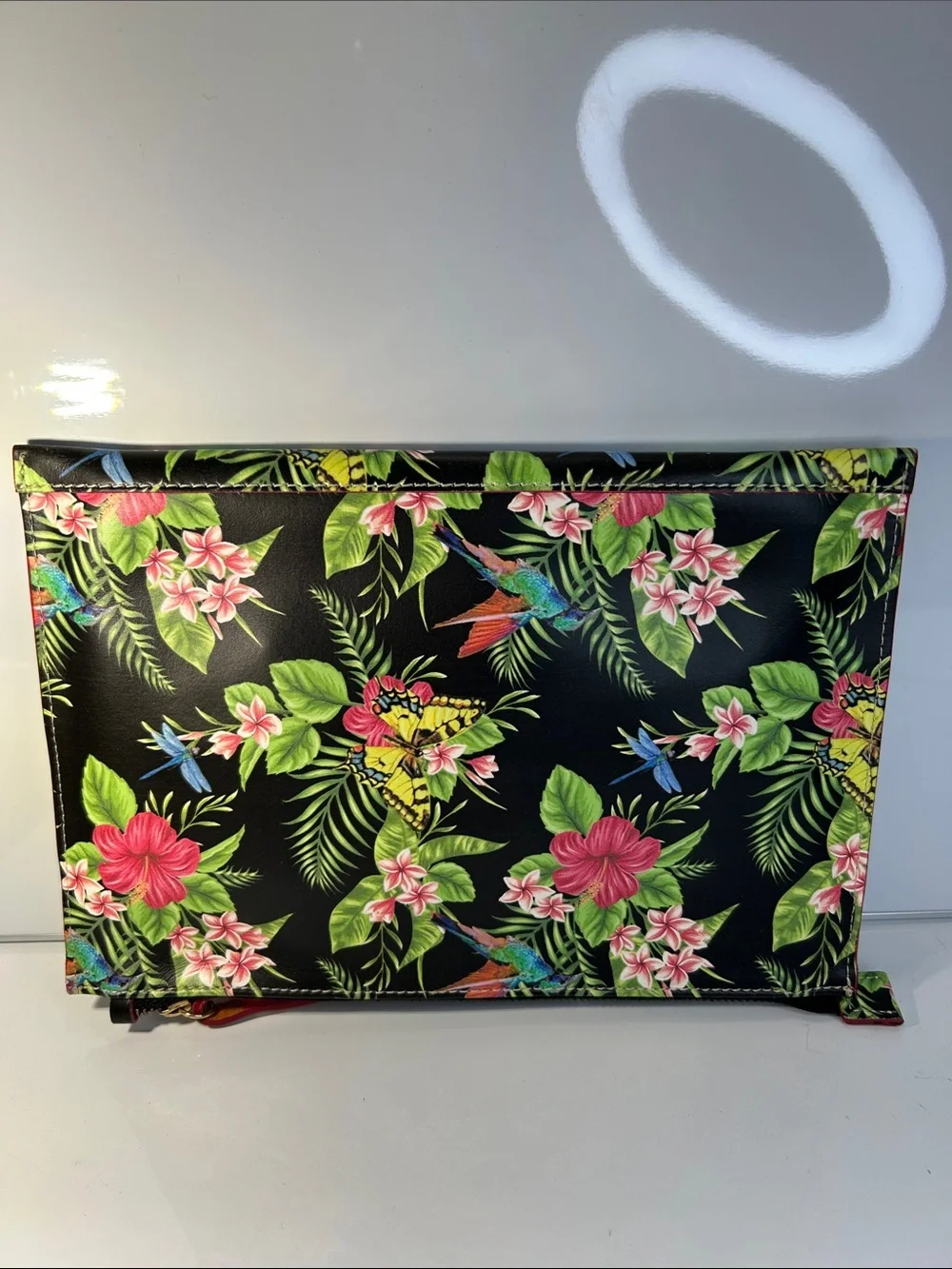 NWT Cavalcanti Brand Made In Italy Genuine Leather Colorful Zipper Close Clutch